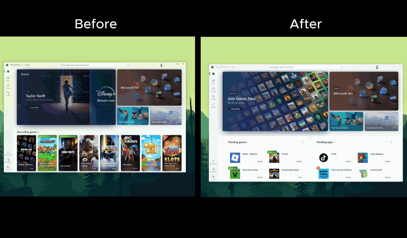 Before and after animation showing performance improvement,