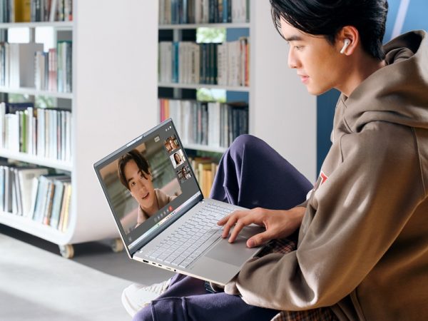 Man looking at himself on a laptop screen video call