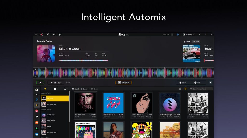 Intelligent Automix screen with song icons