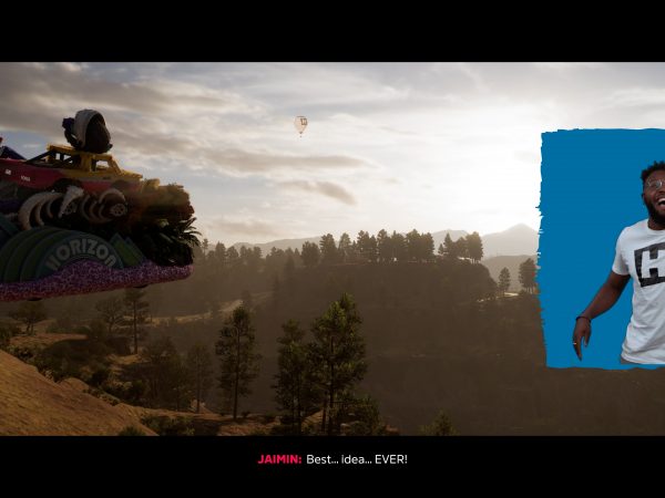 Man using sign language in right frame