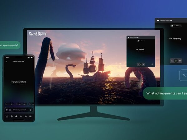 Monitor and phone showing Gaming Copilot prompts