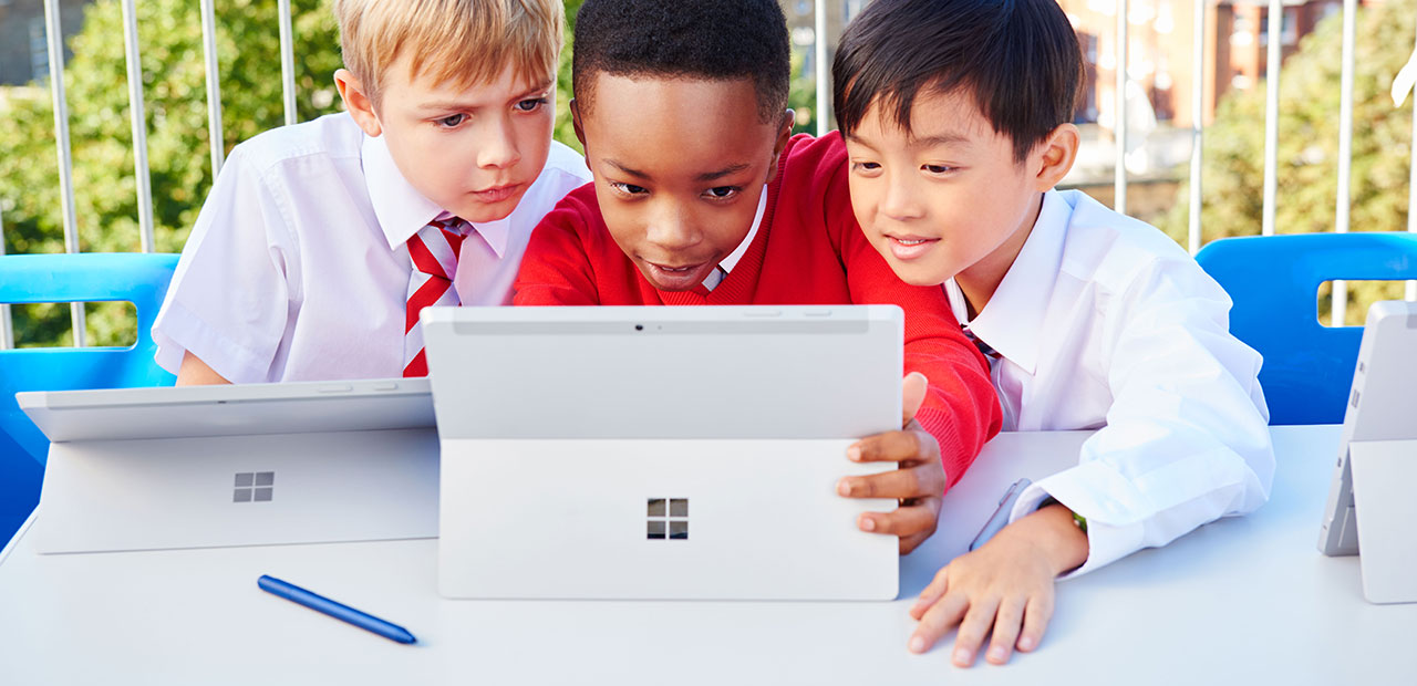 A student using a Surface.