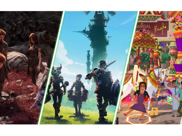 Screenshots from 3 games, showing warriors and dancers