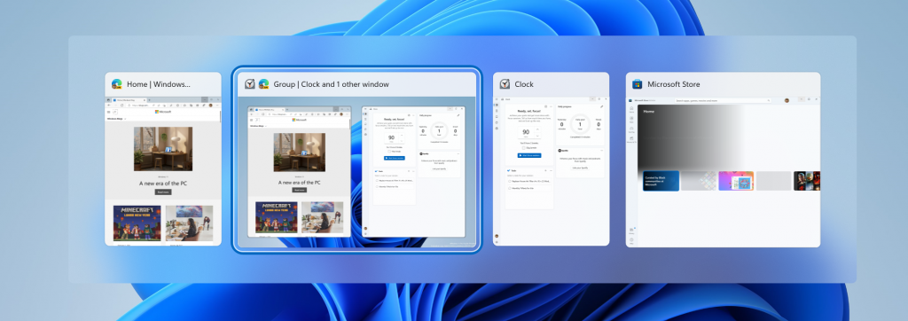 ALT + TAB showing the updated visuals for snap groups.