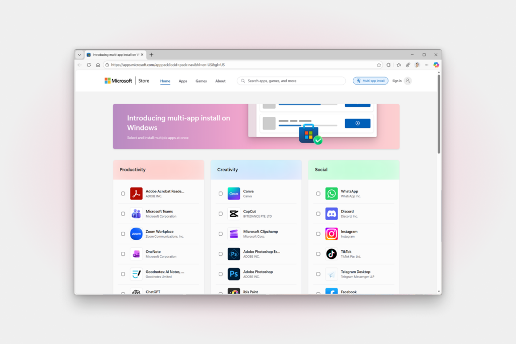 Image of website showing app bundles.