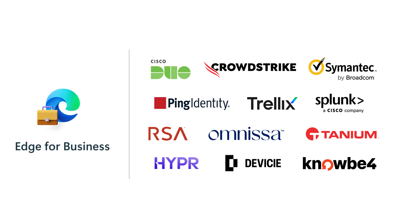 Edge for Business logo next to a collection of 14 logos.