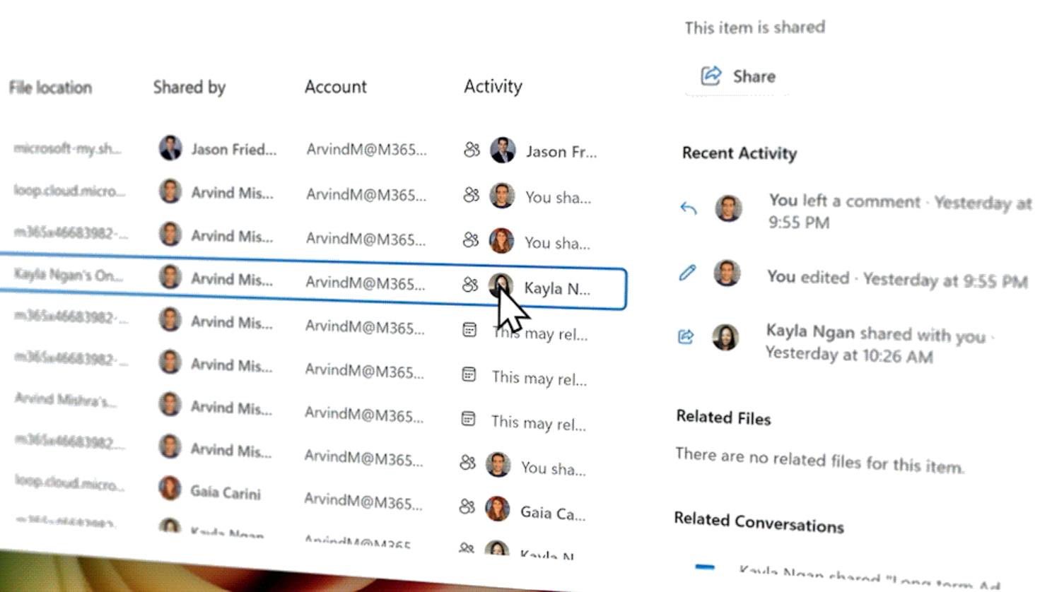 Activity column under File Explorer Home showing people icons and the People card opening.