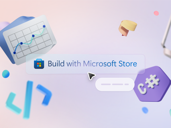 Text reading “Build with Microsoft Store”.