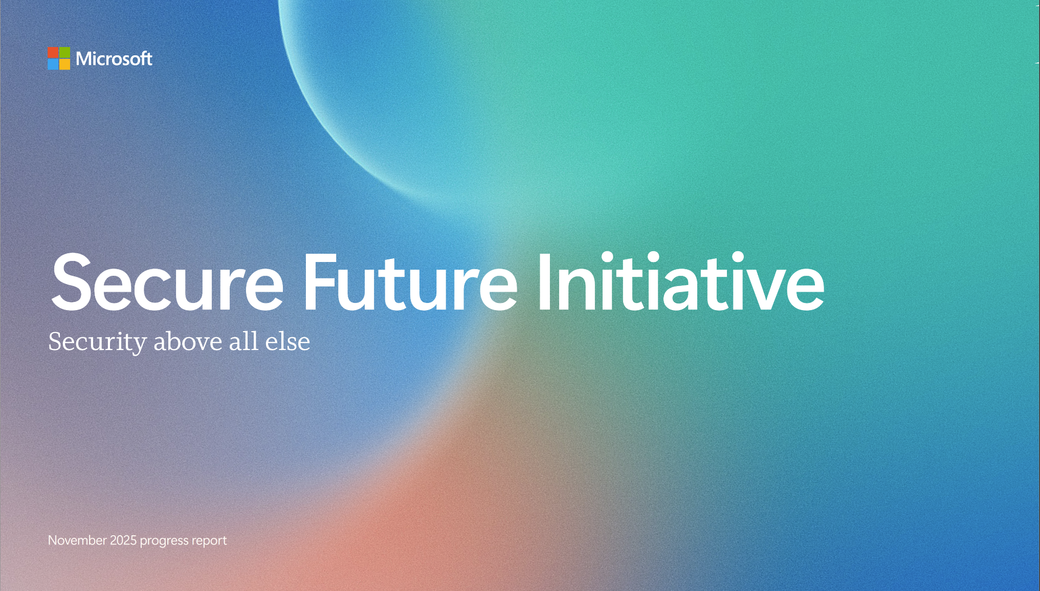 Cover page of Secure Future Initiative November 2025 Report.