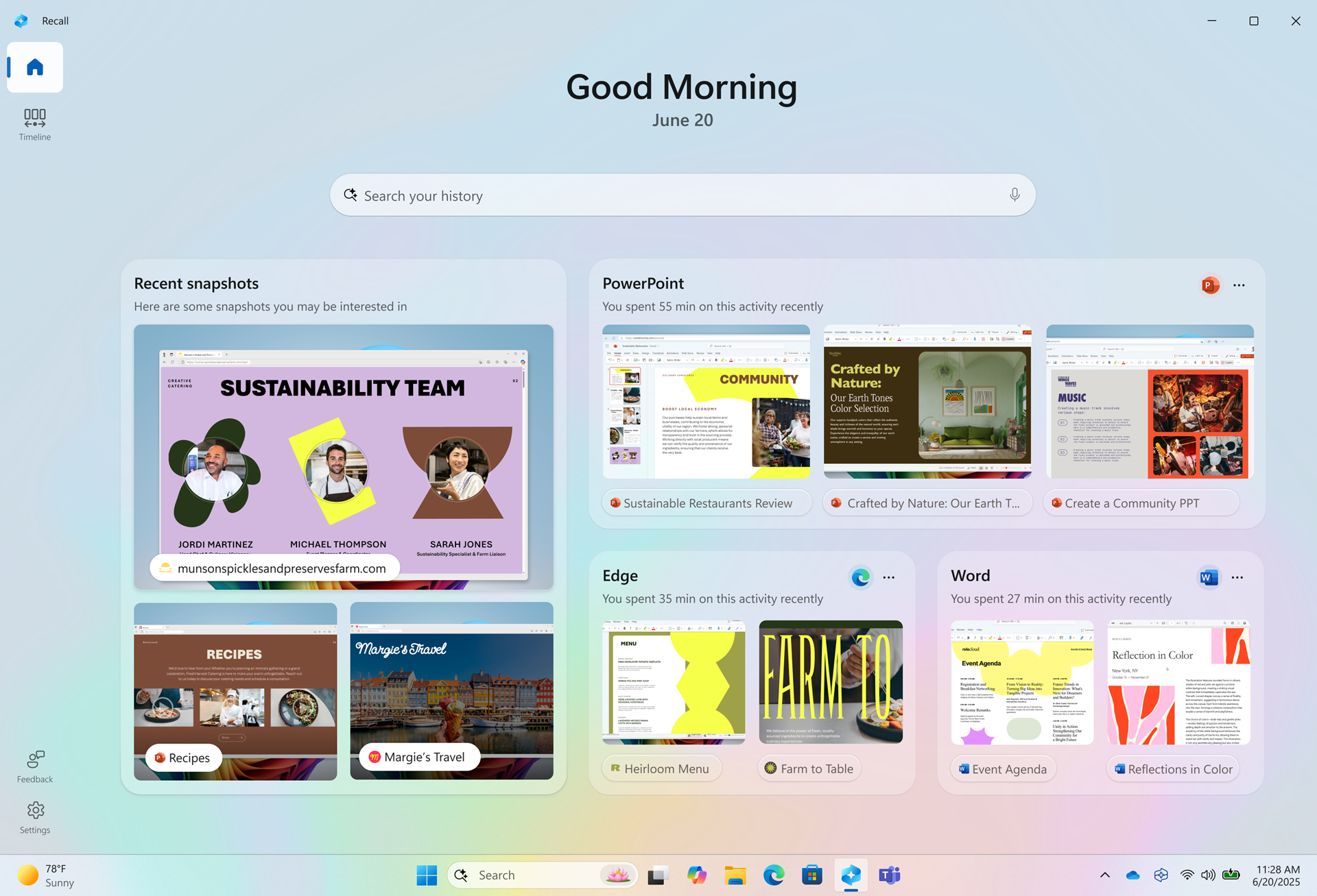 Personalized homepage in Recall.